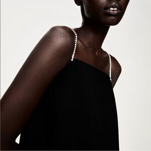 ZARA Black Rhinestone Strap Top- Size XS